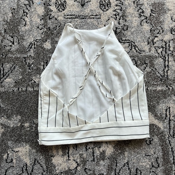 Dynamite Cropped Halter Striped Top - Picture 2 of 8